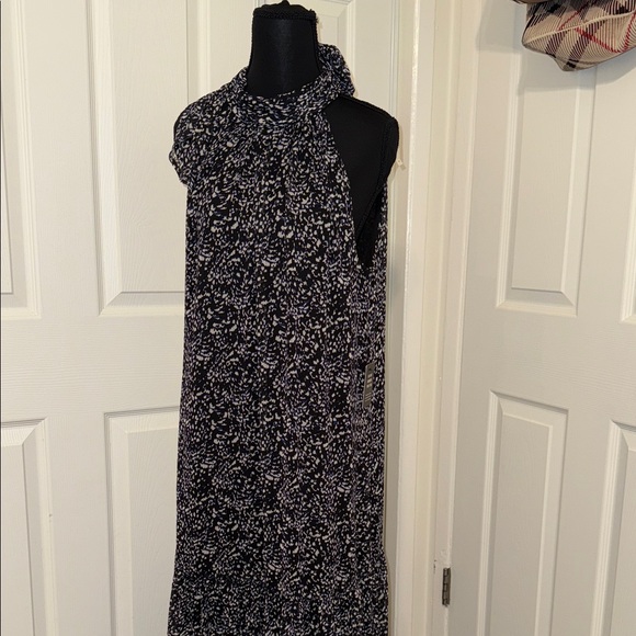 Express Black and Blue Patterned Dress - Picture 1 of 6